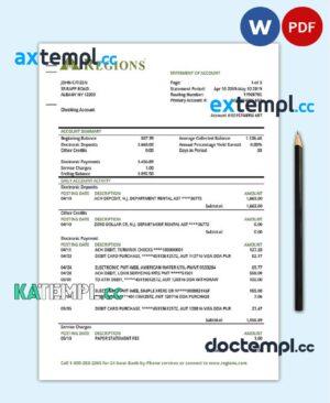 sample USA Regions bank proof of address statement template in Word and PDF format download