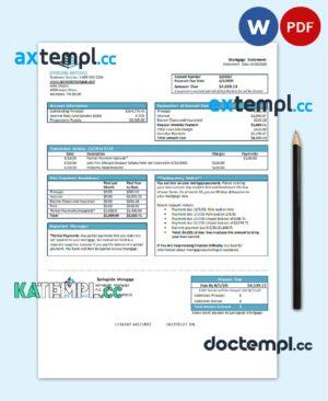 sample USA Springside Mortgage bank statement template in Word and PDF format download