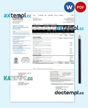 sample USA Texas Champion Energy Services proof of address utility bill template in Word and PDF format download