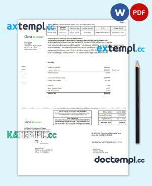 sample USA Texas Gexa Energy utility bill template in Word format download