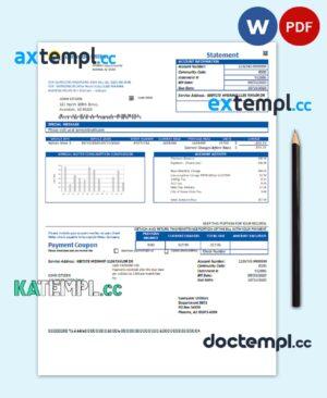 sample USA Washington Sunnyside Utilities water utility bill template in Word and PDF format download