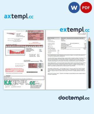 sample USA Wyoming High West Energy utility bill in Word and PDF format (2 pages) download