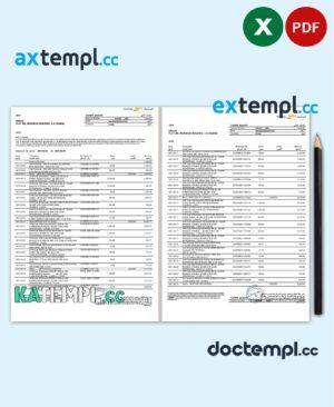 sample UAE Mashreq bank statement template in Excel and PDF format, 3 pages download