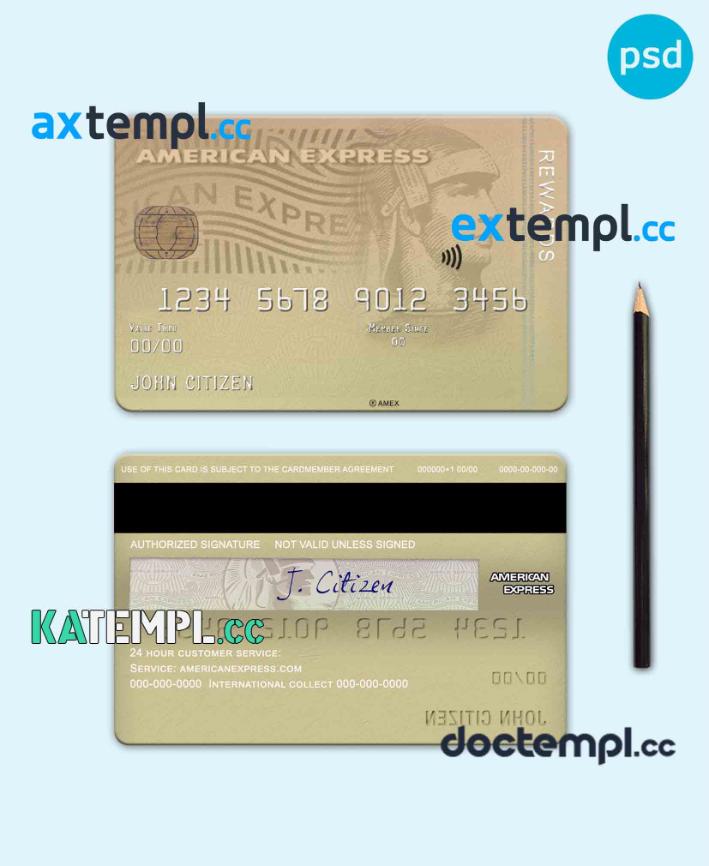 sample USA Ohio SUTTON bank Amex Membership Rewards Credit card template in PSD format, fully editable download