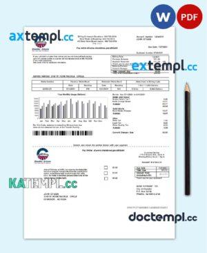 sample USA Arizona Chandler Utilities bill template in Word and PDF format download
