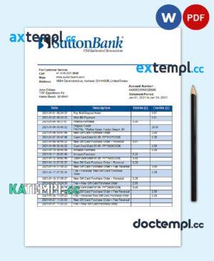 sample USA Ohio SUTTON bank statement template in Word and PDF format download