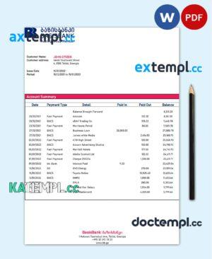 sample Georgia Basis Bank statement template in Word and PDF format download