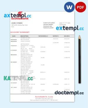 sample Saint Lucia Scotiabank bank proof of address statement template in Word and PDF format download
