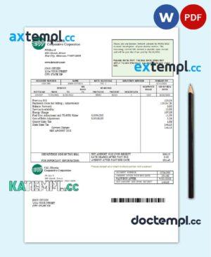sample USA Arkansas C & L Electric Cooperative Corporation utility bill template in Word and PDF format download