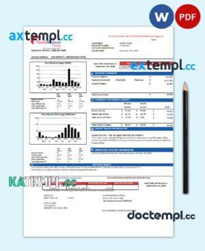 sample USA NorthWestern Energy utility bill template in Word and PDF format, version 2 download