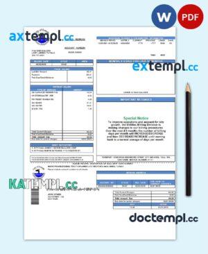 sample USA Texas City of Laredo Utilities Department water utility bill template in Word and PDF format download