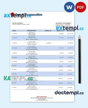 sample Israel Hapoalim proof of address bank statement template in Word and PDF format download