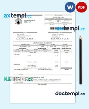 sample Ukraine Vodokanal Donetsk (Донецькмиськводоканал) utility bill template in Word and PDF format download