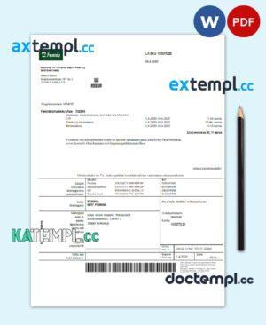 sample Finland Fennia Insurance company bill template in Word and PDF format download