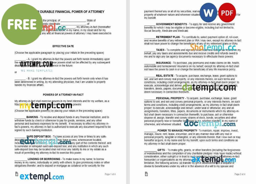 free download Mississippi durable financial power of attorney example, Word and PDF format