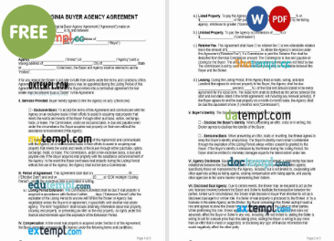free download West Virginia buyer agency agreement example, Word and PDF format