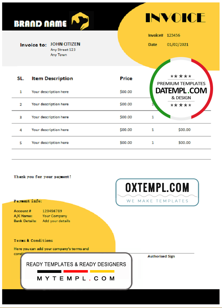 # discount magic universal multipurpose invoice example in Word and PDF format, fully editable
