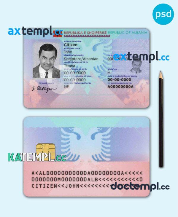 sample Albania ID template in PSD format, fully editable download