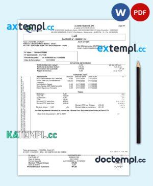 sample Algeria Algerie Telecom utility bill Word and PDF template download