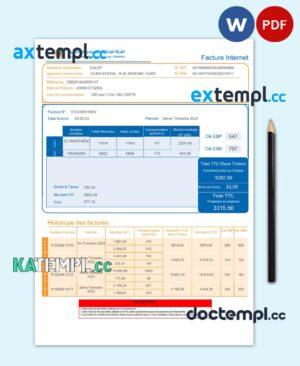 sample Algeria Societe Algerien Distribution internet utility bill Word and PDF template download