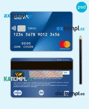 sample Argentina BBVA bank mastercard debit template in PSD format, fully editable download