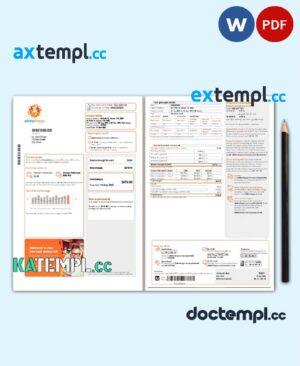 sample Australia Alinta gas utility bill template in Word and PDF format, 2 pages download