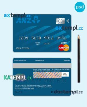 sample Australia ANZ bank mastercard debit card template in PSD format, fully editable download