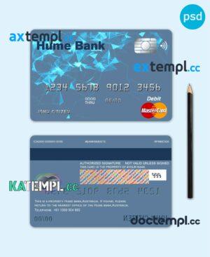 sample Australia Humebank bank mastercard debit card template in PSD format, fully editable download