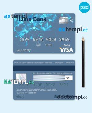 sample Australia Humebank bank visa card debit card template in PSD format, fully editable download