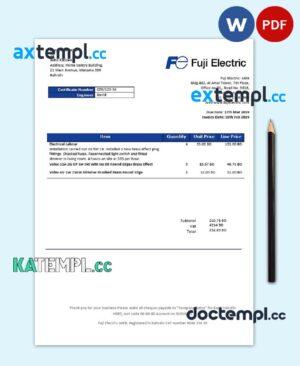 sample Bahrain Falcon Electrical S.P.C electricity utility bill template in Word and PDF format download
