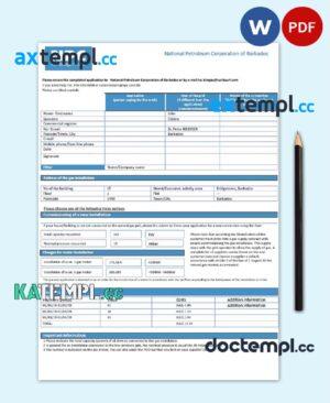 sample Barbados National Petroleum Corporation of Barbados gas utility bill template in Word and PDF format download