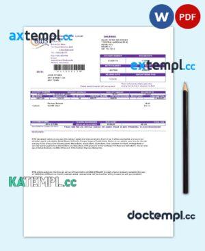 sample Belize Water Services Limited utility bill template in Word and PDF format download