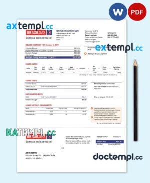 sample Brazil Gas utility bill template in Word and PDF format download