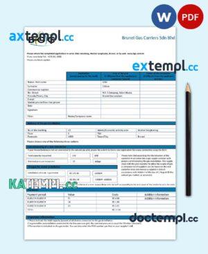 sample Brunei Gas Carriers gas utility bill template in Word and PDF format download