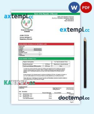 sample Burundi Bank of the Republic of Burundi proof of address bank statement template in Word and PDF format download