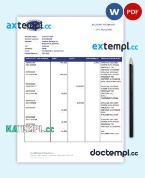 sample Burundi Credit Bank of Bujumbura bank statement template in Word and PDF format, good for address prove download