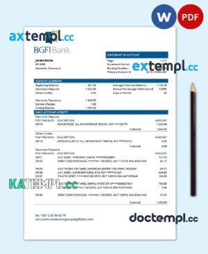 sample Cameroon BGFI Bank statement template in Word and PDF format download