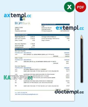 sample Cameroon BGFI bank statement easy to fill template in Excel and PDF format download