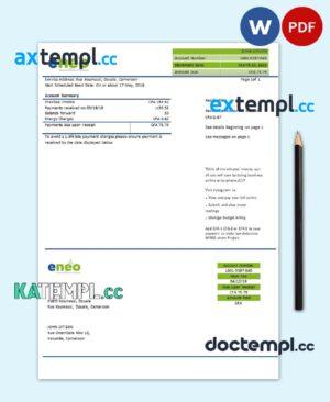 sample Cameroon ENEO electricity utility bill template in Word and PDF format download