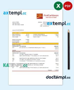 sample Canada CIBC Bank statement template in Excel and PDF format (AutoSum) download