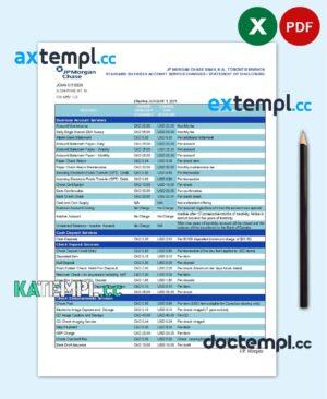 sample Canada JP Morgan Chase proof of address bank statement template in Excel and PDF format (AutoSum) download