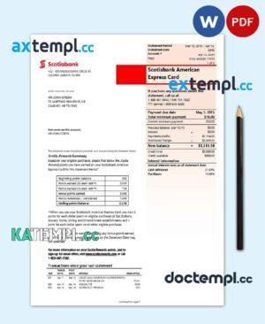 sample Canada Scotiabank proof of address statement template in Word and PDF format, (.doc and .pdf) download