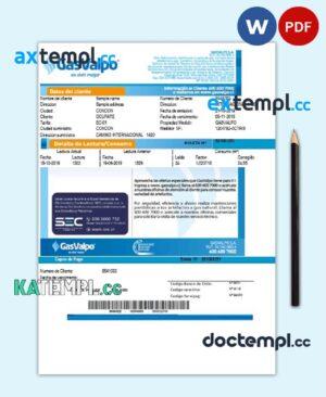 sample Chile GasValpo utility bill template, fully editable in Word and PDF format download