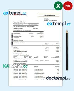 sample Chile Scotiabank bank statement easy to fill template in Excel and PDF format download