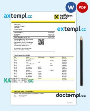 sample Croatia Raiffeisen Bank statement template, Word and PDF format (.doc and .pdf) download