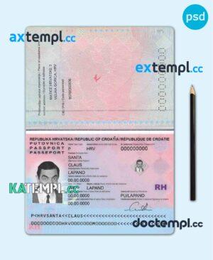sample Croatia passport template in PSD format, fully editable download