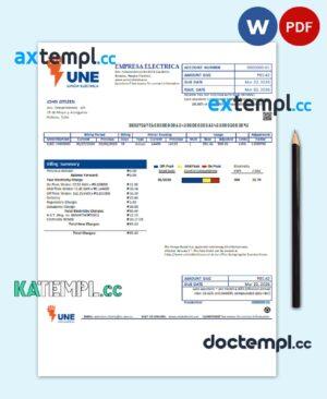 sample Cuba Empresa Electrica utility bill template in Word and PDF format download