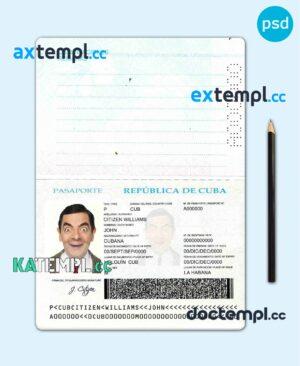 sample Cuba passport template in PSD format download