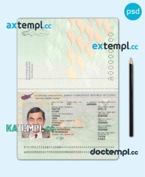 sample Cyprus passport template in PSD format download