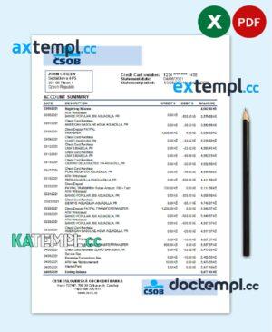 sample Czech Republic Československá Obchodní Banka bank statement easy to fill template in .xls and .pdf file format download
